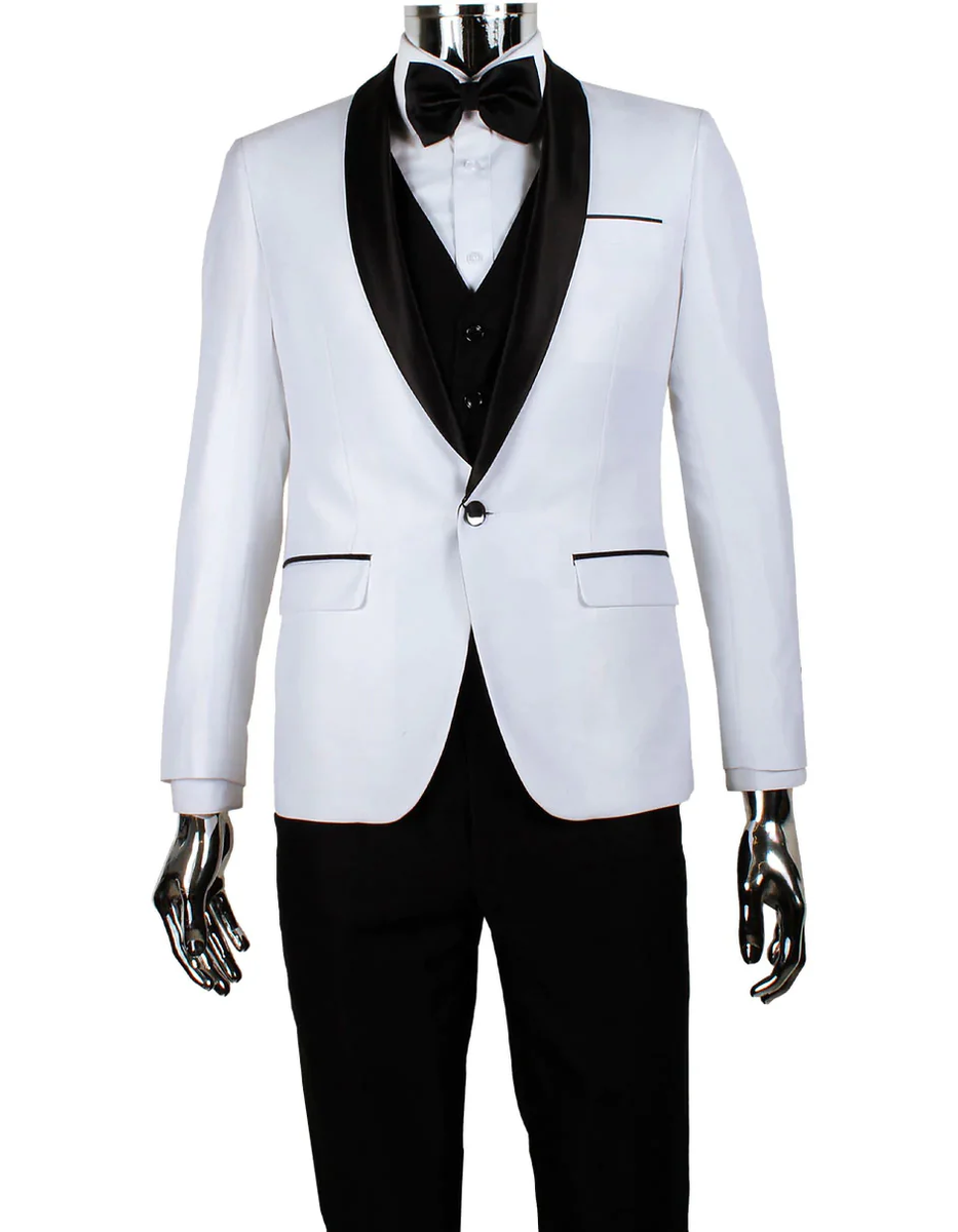 White Prom Suit - White Prom Tuxedo - White Wedding Shawl Lapel Tuxedo ...